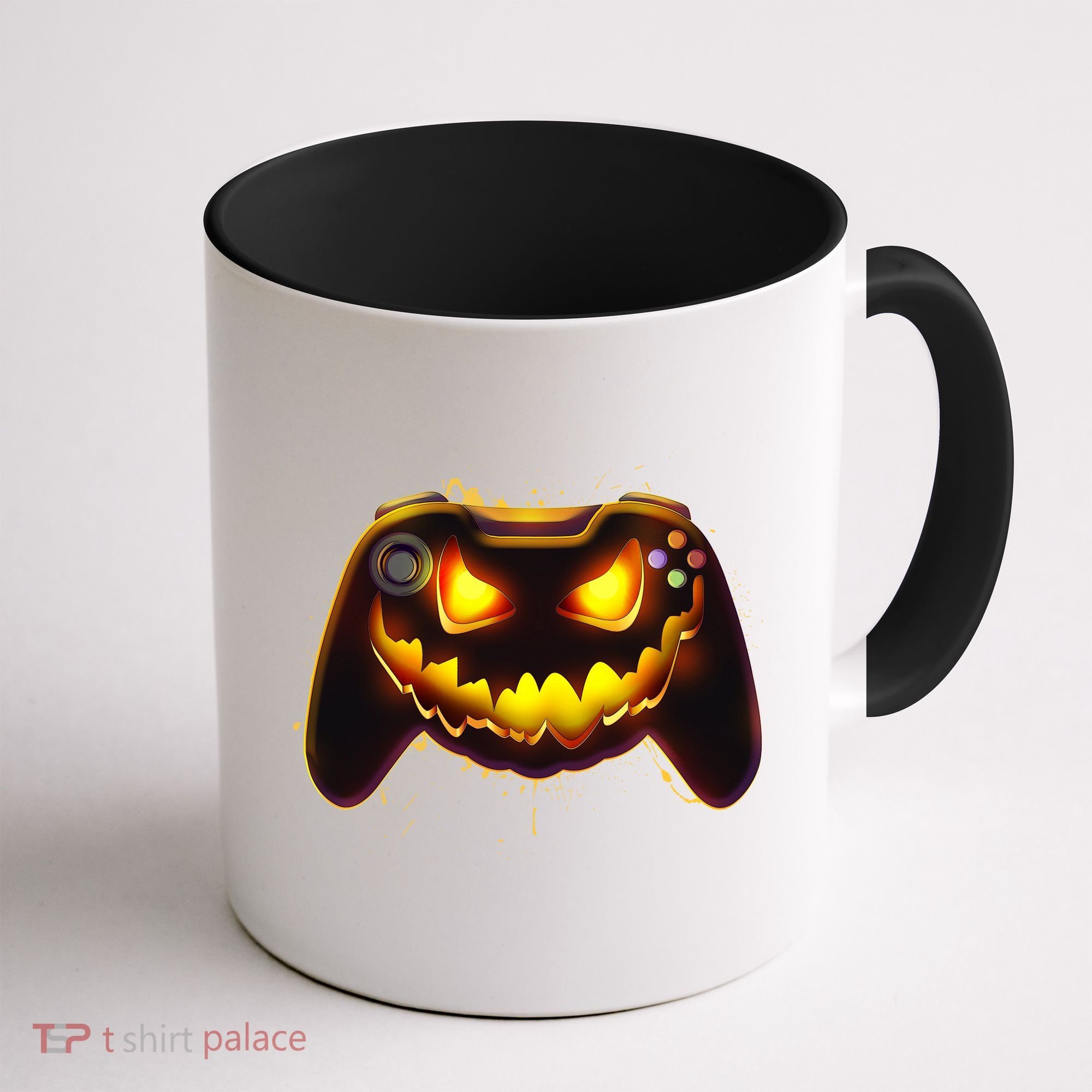 Halloween Pumpkin Jack O Lantern Face Video Game Controller Coffee Mug