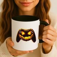 Halloween Pumpkin Jack O Lantern Face Video Game Controller Coffee Mug thumb 3