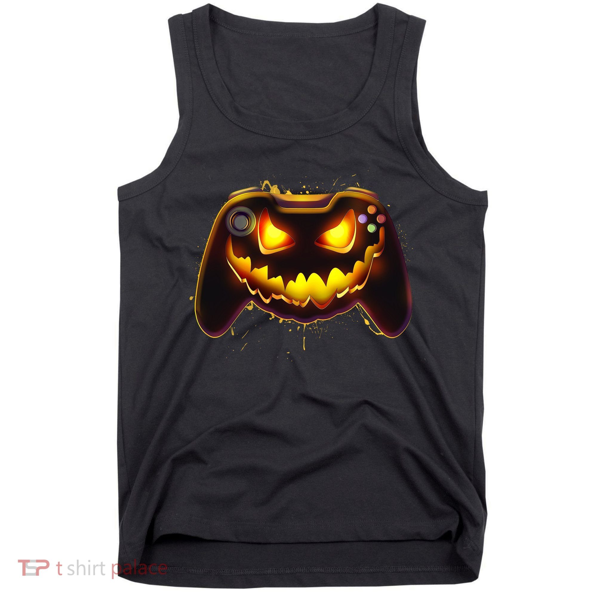 Halloween Pumpkin Jack O Lantern Face Video Game Controller Tank Top