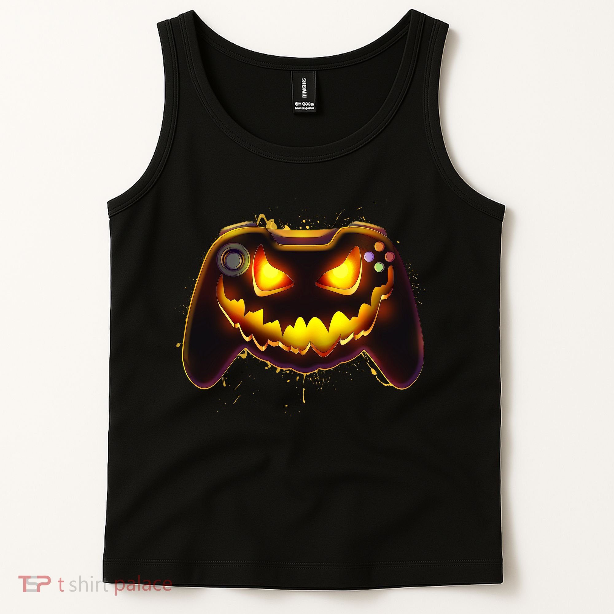 Halloween Pumpkin Jack O Lantern Face Video Game Controller Tank Top