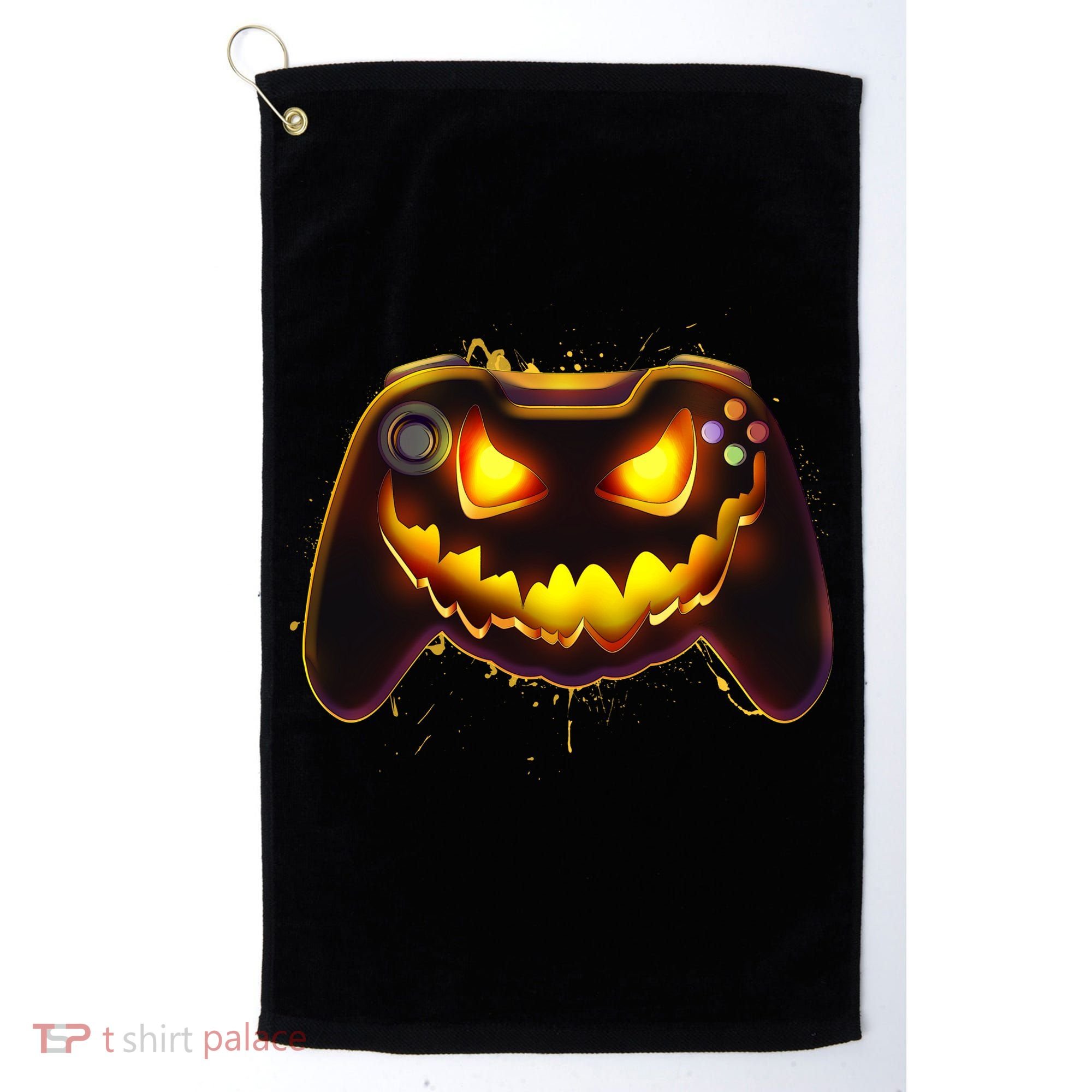 Halloween Pumpkin Jack O Lantern Face Video Game Controller Golf Towel