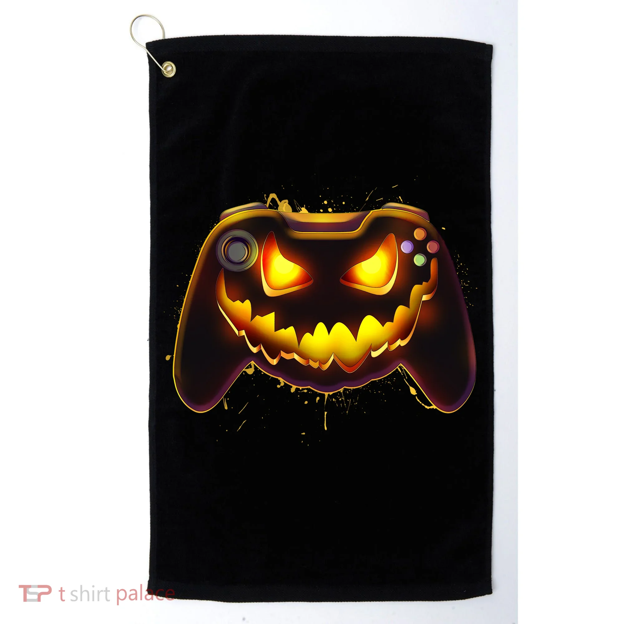 Halloween Pumpkin Jack O Lantern Face Video Game Controller Golf Towel