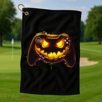 Halloween Pumpkin Jack O Lantern Face Video Game Controller Golf Towel thumb 1