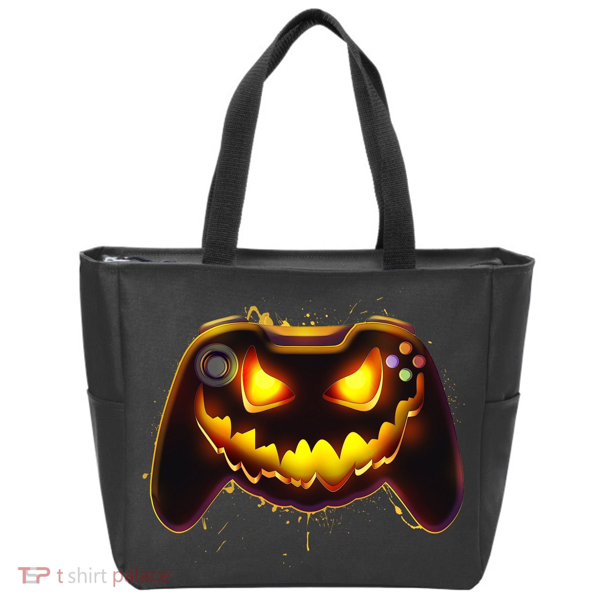 Halloween Pumpkin Jack O Lantern Face Video Game Controller Tote Bag