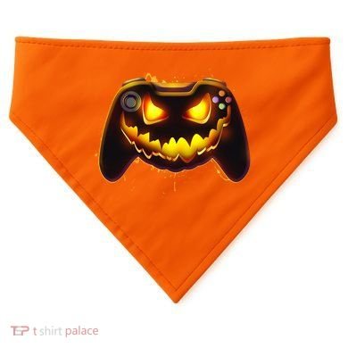 Halloween Pumpkin Jack O Lantern Face Video Game Controller USA-Made Doggie Bandana