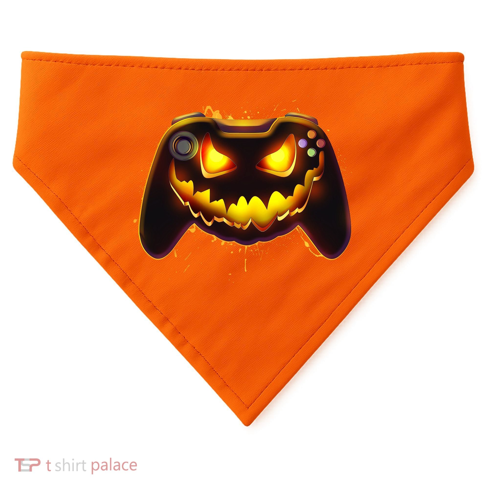 Halloween Pumpkin Jack O Lantern Face Video Game Controller USA-Made Doggie Bandana