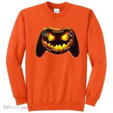 Halloween Pumpkin Jack O Lantern Face Video Game Controller Sweatshirt