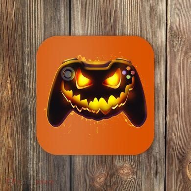 Halloween Pumpkin Jack O Lantern Face Video Game Controller Coaster