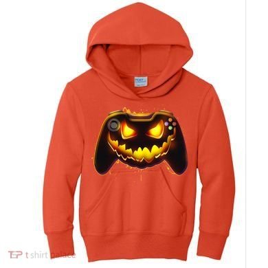 Halloween Pumpkin Jack O Lantern Face Video Game Controller Kids Hoodie