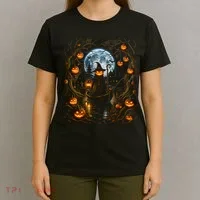 Halloween Pumpkin Jack O Lantern Witch Moonlit T-Shirt thumb 4