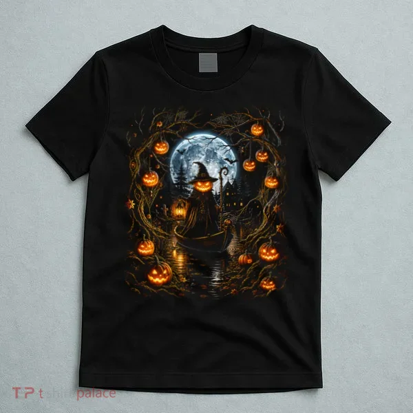 Halloween Pumpkin Jack O Lantern Witch Moonlit T-Shirt