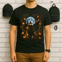 Halloween Pumpkin Jack O Lantern Witch Moonlit T-Shirt thumb 6