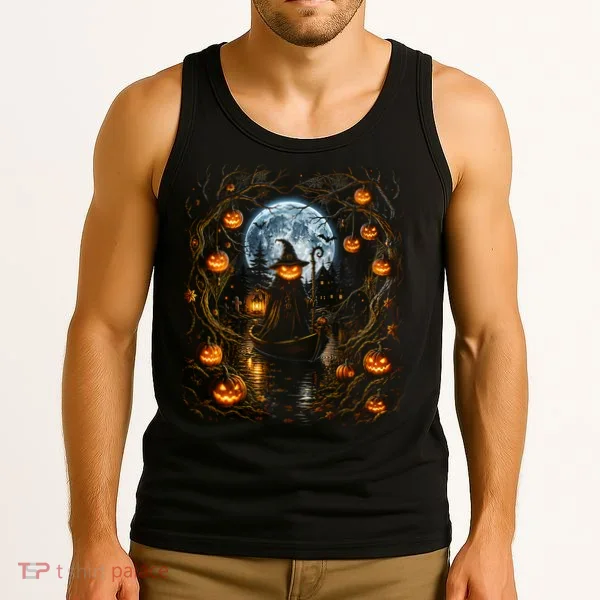 Halloween Pumpkin Jack O Lantern Witch Moonlit Tank Top