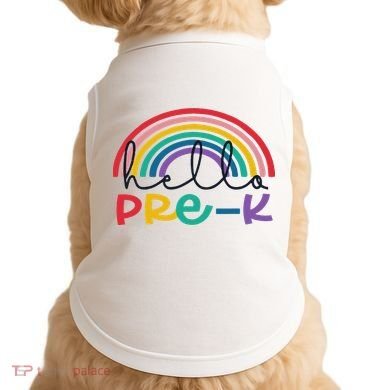 Hello Pre K Rainbow Back To School Teacher Student Doggie Tank