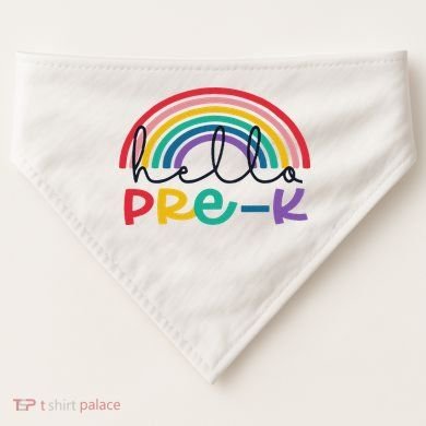 Hello Pre K Rainbow Back To School Teacher Student USA-Made Doggie Bandana