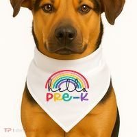 Hello Pre K Rainbow Back To School Teacher Student USA-Made Doggie Bandana thumb 1