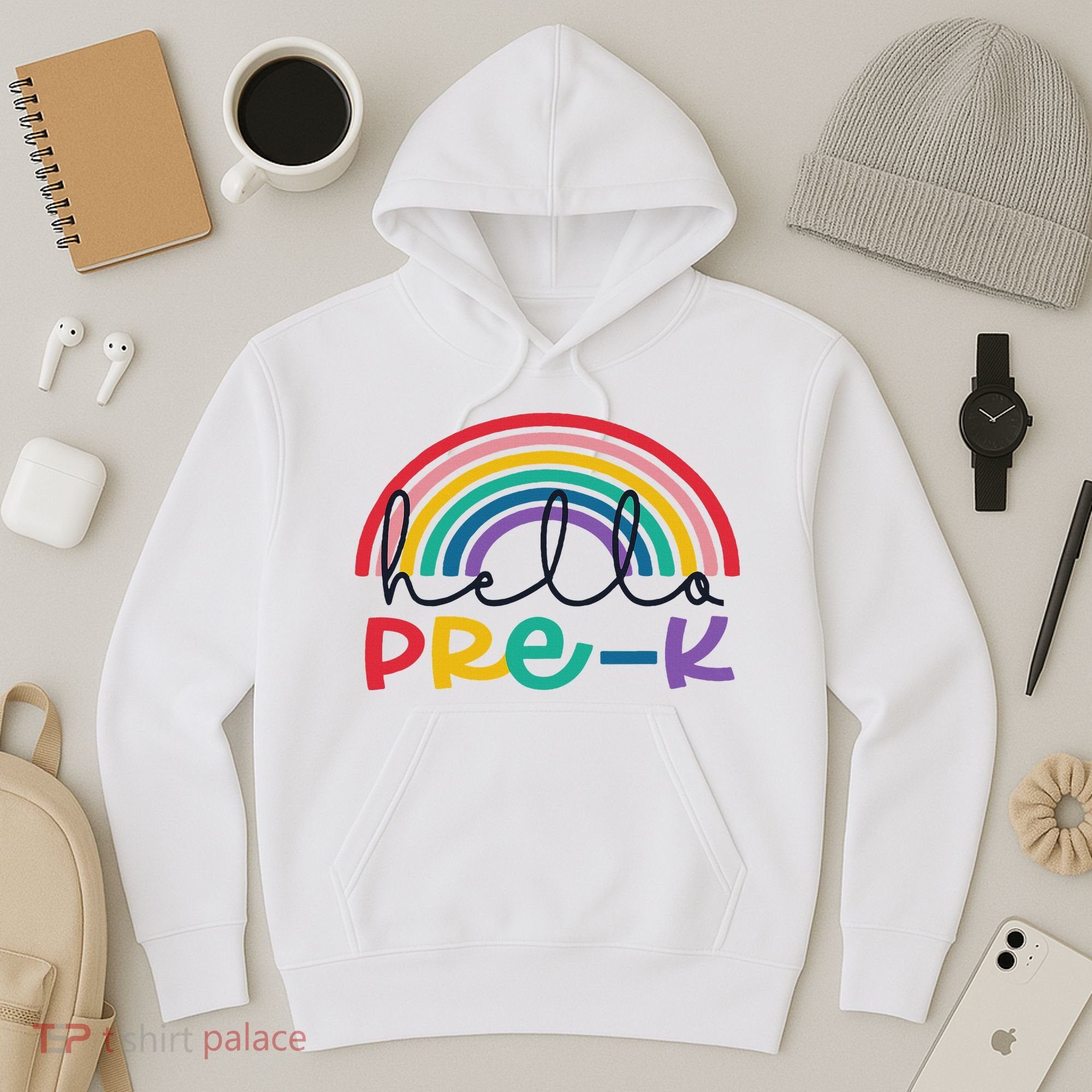 Hello Pre K Rainbow Back To School Teacher Student Hoodie