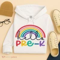 Hello Pre K Rainbow Back To School Teacher Student Hoodie thumb 4