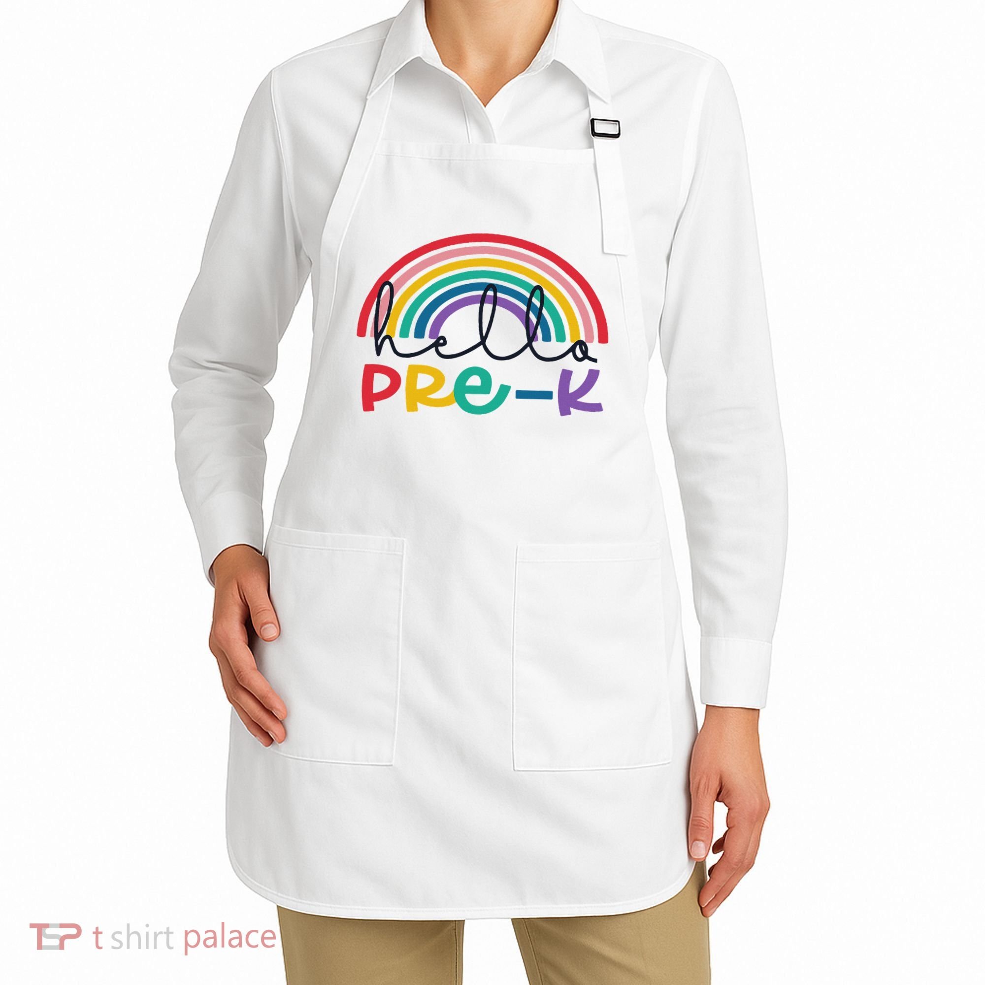 Hello Pre K Rainbow Back To School Teacher Student Apron