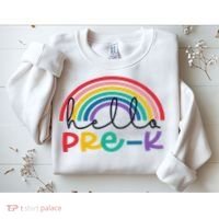 Hello Pre K Rainbow Back To School Teacher Student Sweatshirt thumb 2