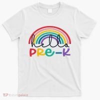 Hello Pre K Rainbow Back To School Teacher Student T-Shirt thumb 0
