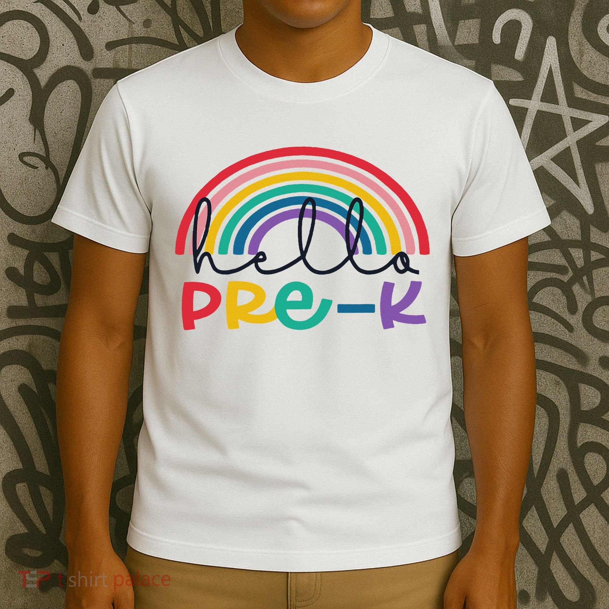 Hello Pre K Rainbow Back To School Teacher Student T-Shirt