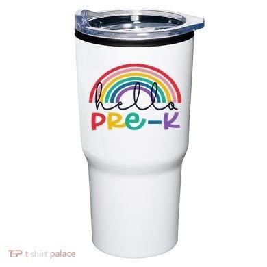 Hello Pre K Rainbow Back To School Teacher Student Tumbler