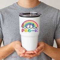 Hello Pre K Rainbow Back To School Teacher Student Tumbler thumb 2