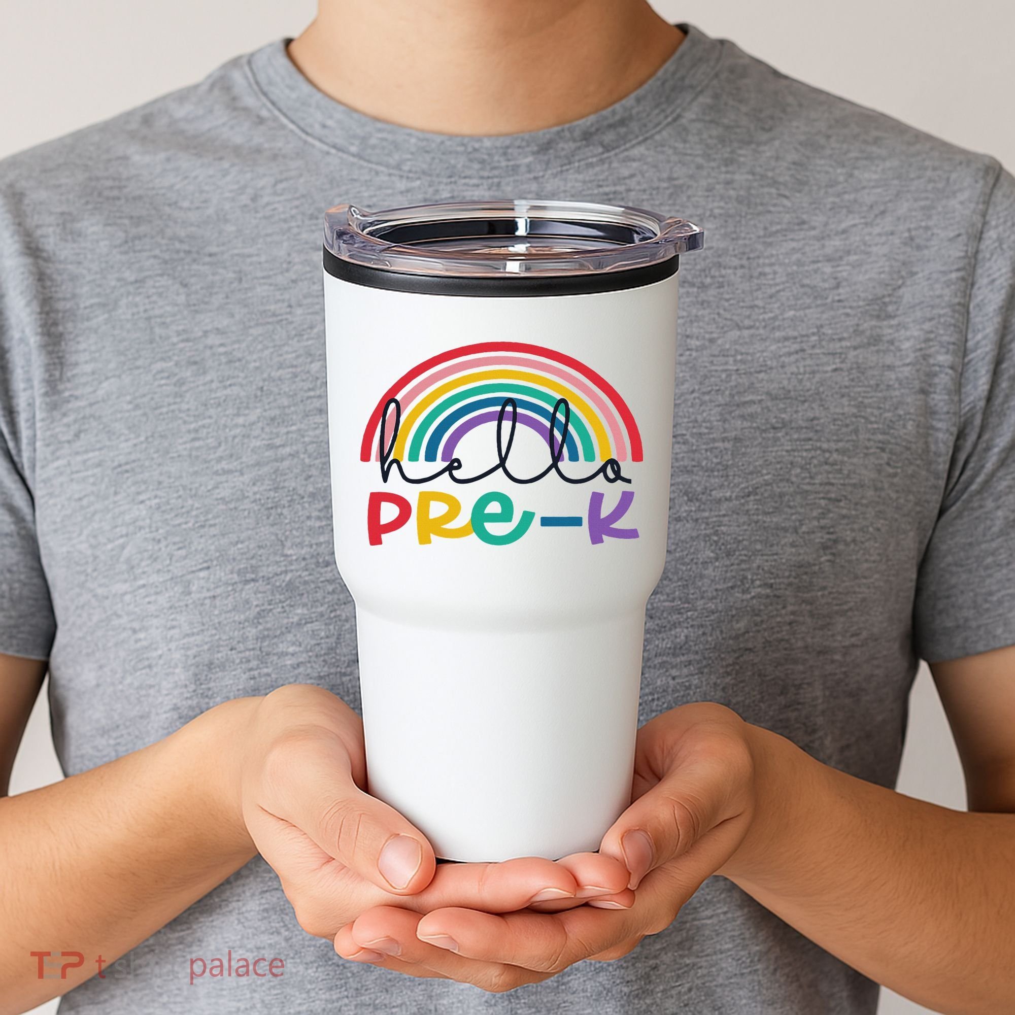 Hello Pre K Rainbow Back To School Teacher Student Tumbler