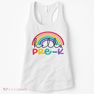 Hello Pre K Rainbow Back To School Teacher Student Women's Tank Top