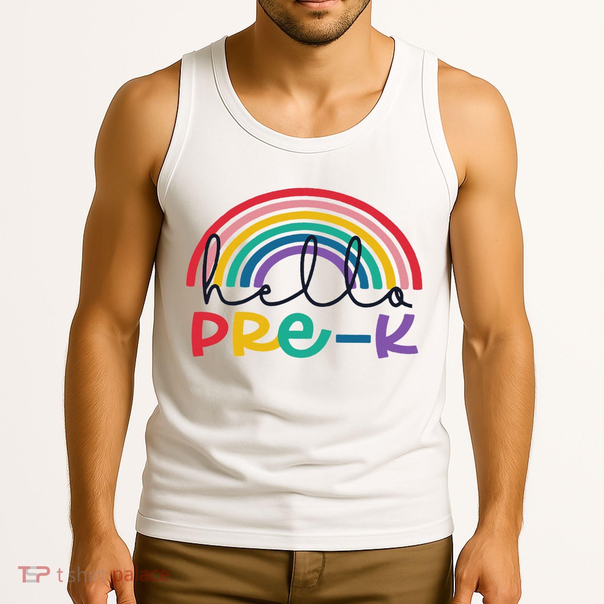 Hello Pre K Rainbow Back To School Teacher Student Tank Top