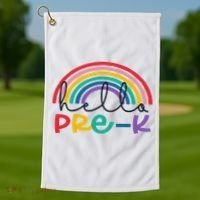 Hello Pre K Rainbow Back To School Teacher Student Golf Towel thumb 1