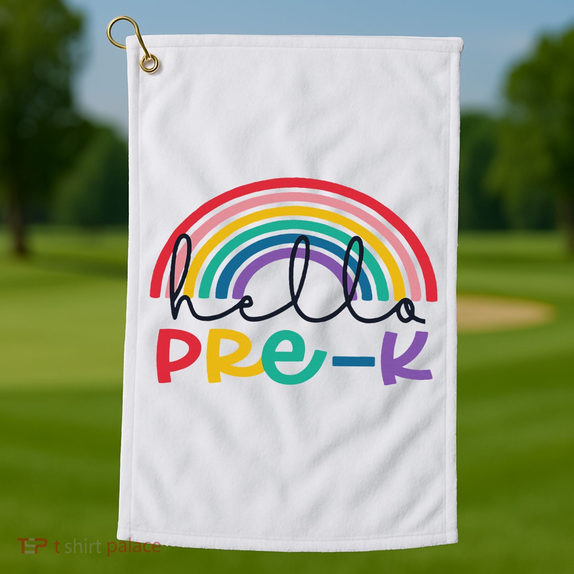 Hello Pre K Rainbow Back To School Teacher Student Golf Towel