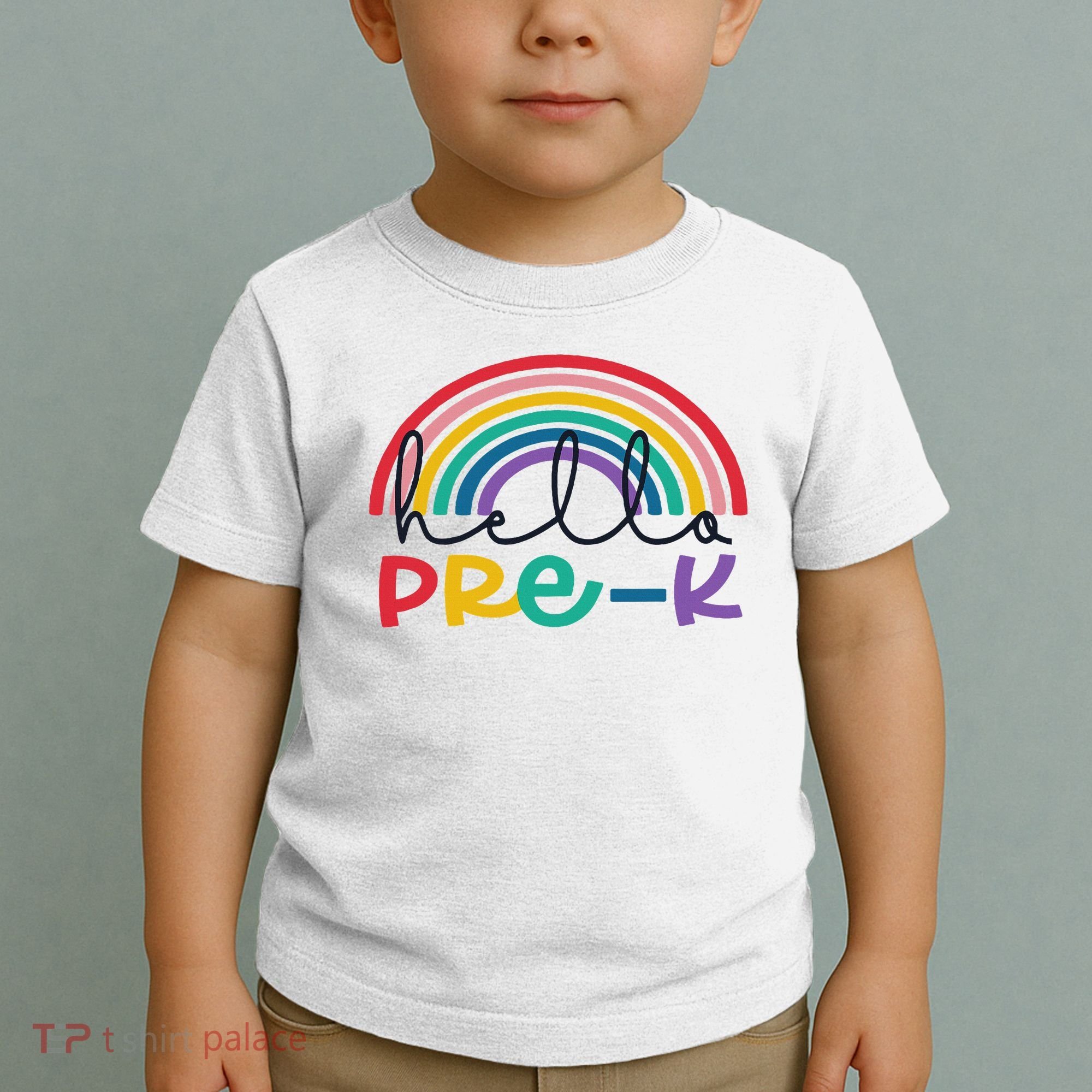 Hello Pre K Rainbow Back To School Teacher Student Toddler T-Shirt