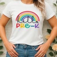 Hello Pre K Rainbow Back To School Teacher Student Women's T-Shirt thumb 2