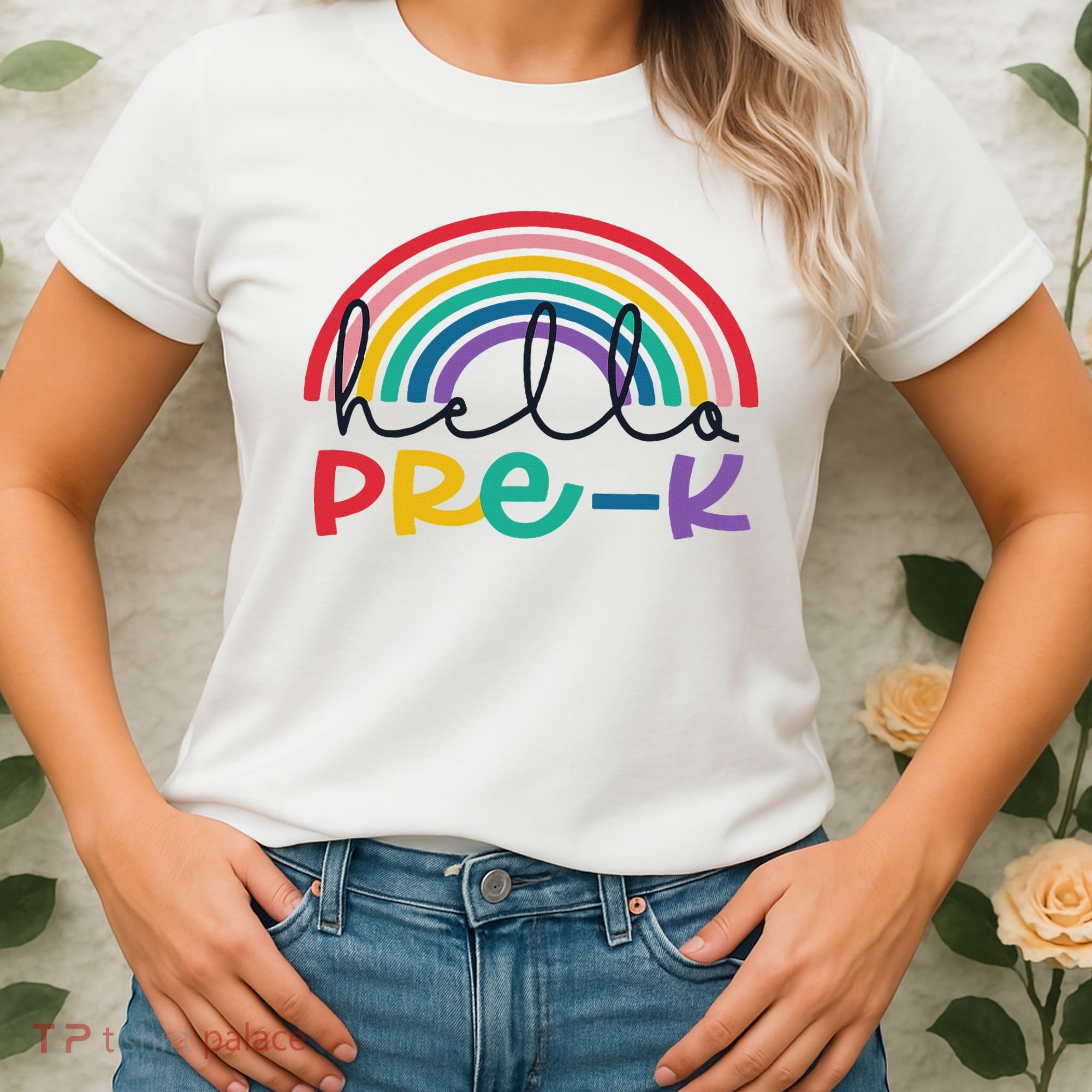 Hello Pre K Rainbow Back To School Teacher Student Women's T-Shirt