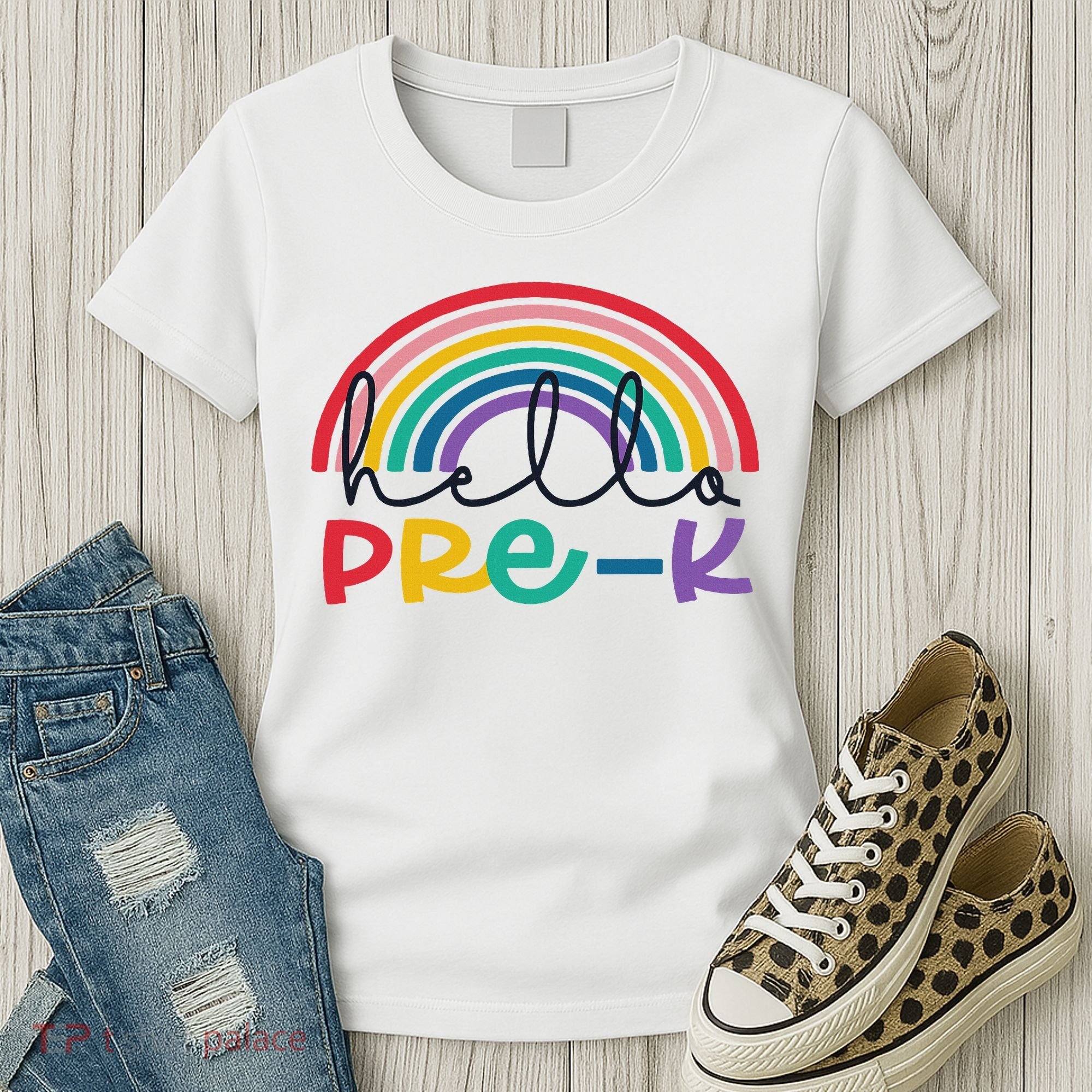 Hello Pre K Rainbow Back To School Teacher Student Women's T-Shirt