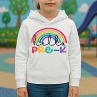 Hello Pre K Rainbow Back To School Teacher Student Kids Hoodie thumb 3
