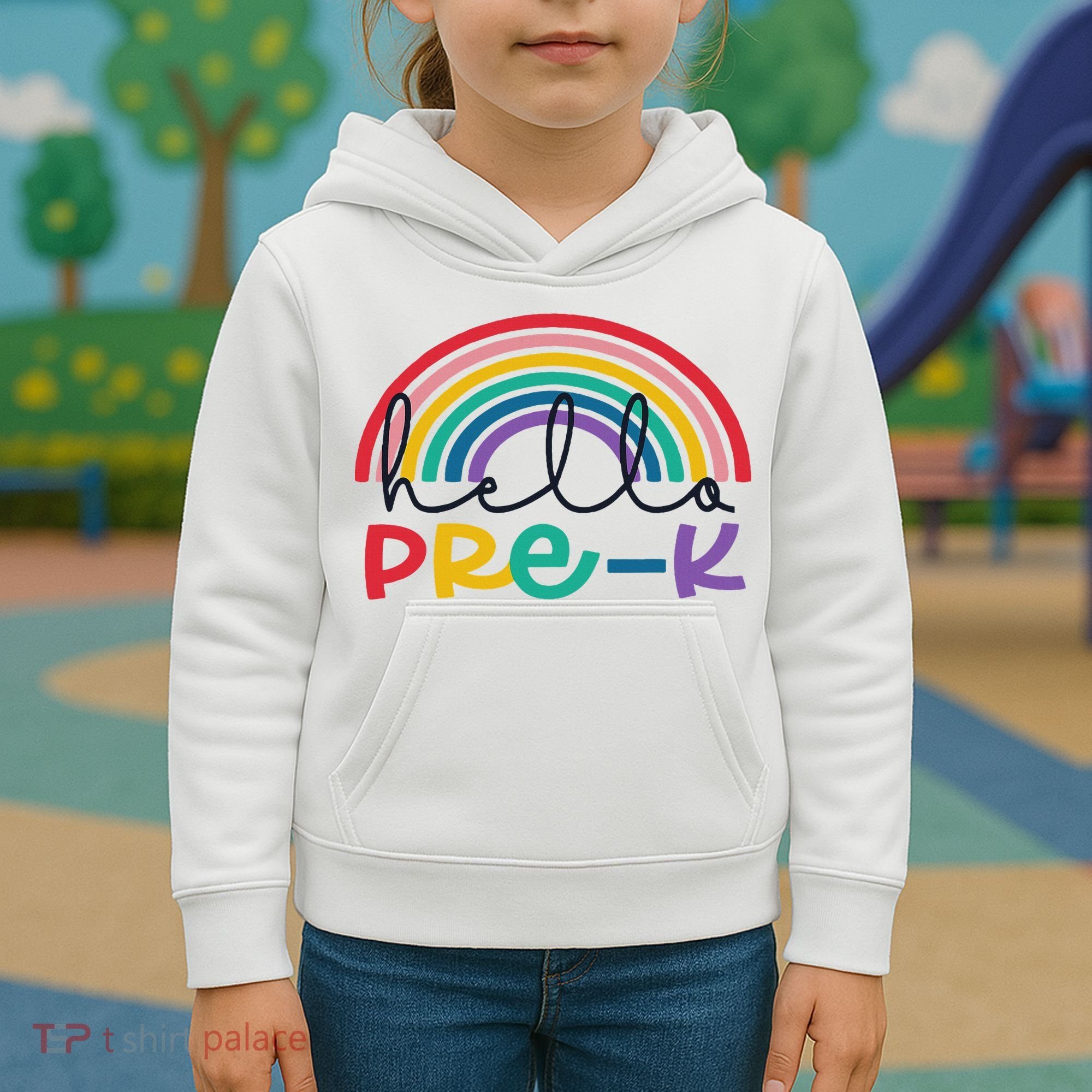 Hello Pre K Rainbow Back To School Teacher Student Kids Hoodie