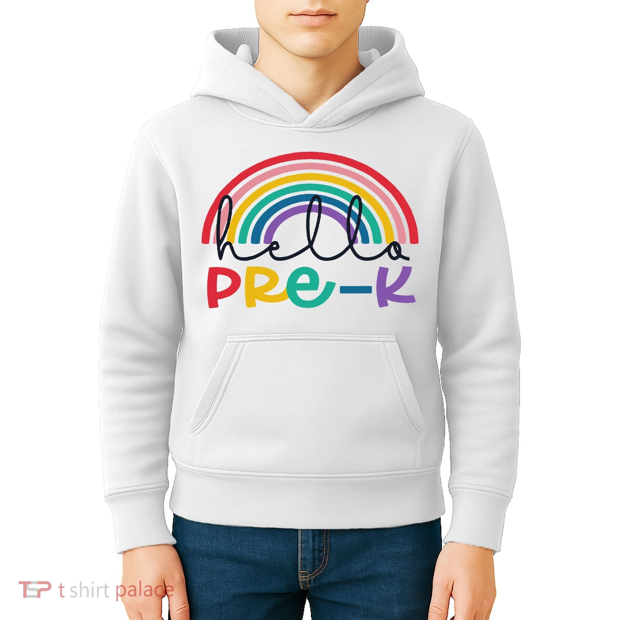 Hello Pre K Rainbow Back To School Teacher Student Kids Hoodie