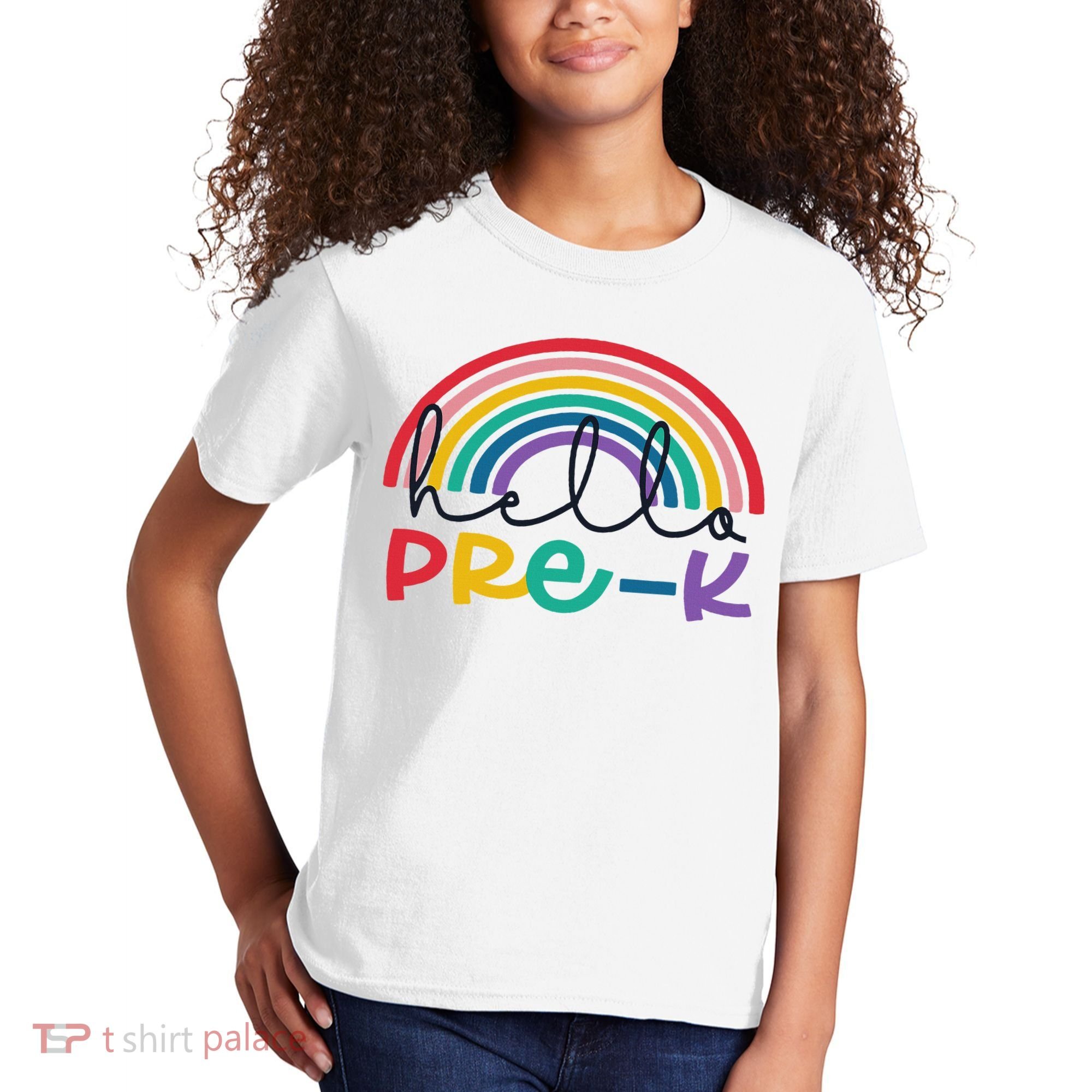 Hello Pre K Rainbow Back To School Teacher Student Kids T-Shirt