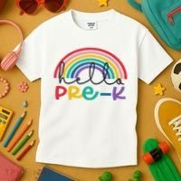 Hello Pre K Rainbow Back To School Teacher Student Kids T-Shirt thumb 3