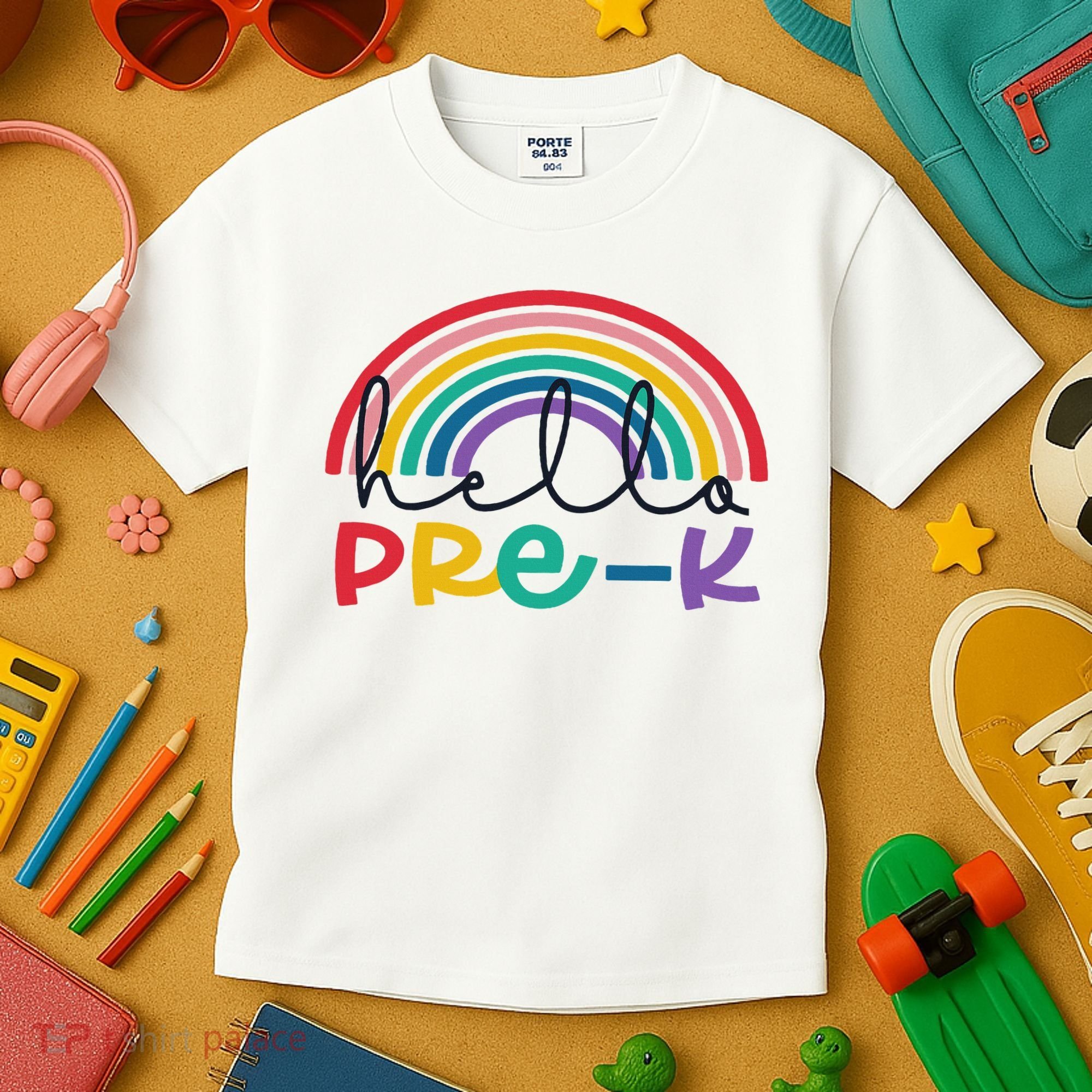 Hello Pre K Rainbow Back To School Teacher Student Kids T-Shirt