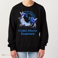Hummingbird Peace Love Cure Child Abuse Awareness Women's Sweatshirt thumb 0