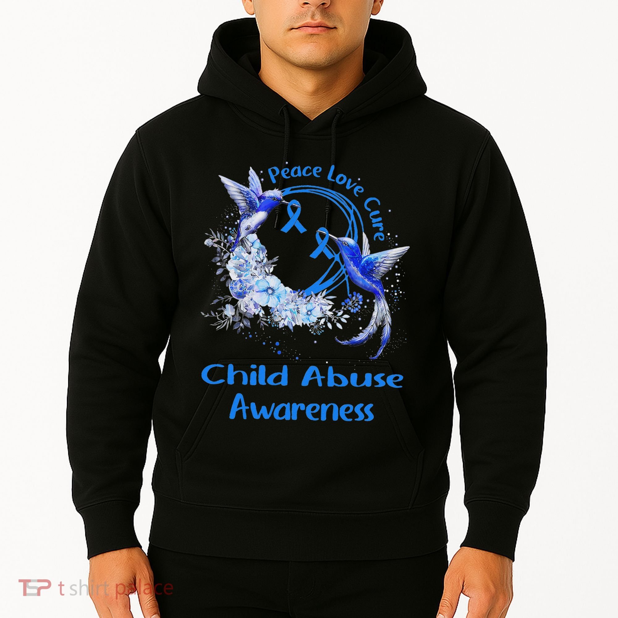 Hummingbird Peace Love Cure Child Abuse Awareness Hoodie