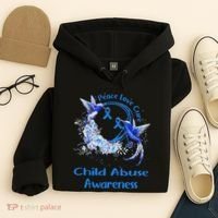 Hummingbird Peace Love Cure Child Abuse Awareness Hoodie thumb 4