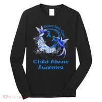 Hummingbird Peace Love Cure Child Abuse Awareness Long Sleeve Shirt thumb 0