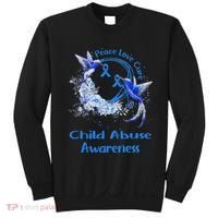 Hummingbird Peace Love Cure Child Abuse Awareness Sweatshirt thumb 0