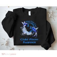 Hummingbird Peace Love Cure Child Abuse Awareness Sweatshirt thumb 2