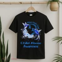Hummingbird Peace Love Cure Child Abuse Awareness T-Shirt thumb 2